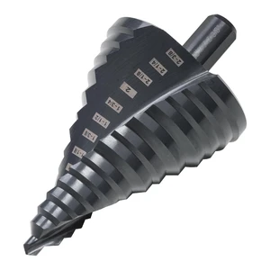 2-3/8" HSS Step Drill Bit Unibit for Hole Drilling 14 Sizes Large High Speed Steel Step Drill bits; Double Straight Flutes; For Sheet Metal, Copper, Aluminum, Wood, Plastic 2-3/8" HSS Step Drill Bit Unibit for Hole Drilling 14 Sizes Large High Speed Steel Step Drill bits; Double Straight Flutes; For Sheet Metal, Copper, Aluminum, Wood, Plastic