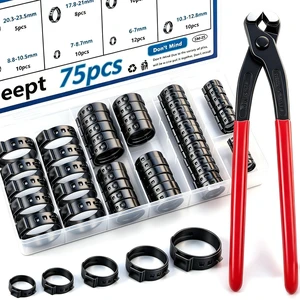 75Pcs 8-Sizes 304 Stainless Steel Black Single Ear Hose Clamps with Ear clamp plier 6-23.6mm Crimp Hose Clamps Assortment Kit for Auto/Home Appliance/Pipe/Fuel Line 75Pcs 8-Sizes 304 Stainless Steel Black Single Ear Hose Clamps with Ear clamp plier 6-23.6mm Crimp Hose Clamps Assortment Kit for Auto/Home Appliance/Pipe/Fuel Line