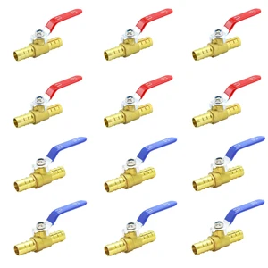 3/4" PEX Ball Valve, 12-Pack Crimp Full Port Shut-Off Brass Hot/Cold Water Lead-free brass, 400 PSI. Full port, 90° turn. Fits PEX A/B/C crimp & clamp. 6 red + 6 blue handles ID hot/cold 3/4" PEX Ball Valve, 12-Pack Crimp Full Port Shut-Off Brass Hot/Cold Water Lead-free brass, 400 PSI. Full port, 90° turn. Fits PEX A/B/C crimp & clamp. 6 red + 6 blue handles ID hot/cold