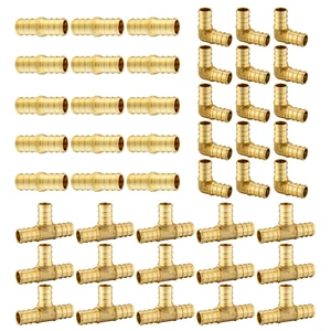 45PCS 1/2"Pex Fitting:Tee,Elbow and Coupling,15PCS each(PEX1807186) PEX Brass Crimp Fitting For Pex Tubing Connection,ASTM F1807 45PCS 1/2"Pex Fitting:Tee,Elbow and Coupling,15PCS each(PEX1807186) PEX Brass Crimp Fitting For Pex Tubing Connection,ASTM F1807