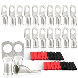 20PCS 4 AWG-3/8 Marine Grade Wire Lugs, Tinned Copper Ring Terminal Connectors Ends W/3:1 Dual Wall Adhesive Heat Shrink Tubing, Heavy Duty Anti-Rust Battery Cable Ends 20PCS 4 AWG-3/8 Marine Grade Wire Lugs, Tinned Copper Ring Terminal Connectors Ends W/3:1 Dual Wall Adhesive Heat Shrink Tubing, Heavy Duty Anti-Rust Battery Cable Ends