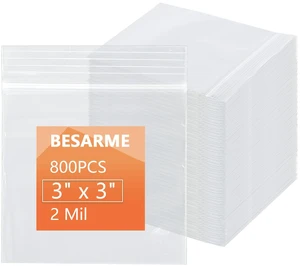 800 Pcs 3 x 3 Inch Clear Resealable Plastic Bags, 2 Mil Mini Zip Bags For Jewelry, Beads, Candy, Coins, And Screws; Waterproof Polyethylene; Easy-Seal Zipper Closure 800 Pcs 3 x 3 Inch Clear Resealable Plastic Bags, 2 Mil Mini Zip Bags For Jewelry, Beads, Candy, Coins, And Screws; Waterproof Polyethylene; Easy-Seal Zipper Closure