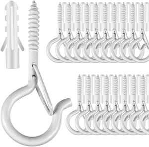 35 PCS Screw Hooks for Outdoor String Lights, Q Hangers String Light Hooks Christmas Patio Light Hooks with Safe Buckle for Outside, Heavy Duty Screw Planter Eye Cup Hooks for Wall Ceiling, White 35 PCS Screw Hooks for Outdoor String Lights, Q Hangers String Light Hooks Christmas Patio Light Hooks with Safe Buckle for Outside, Heavy Duty Screw Planter Eye Cup Hooks for Wall Ceiling, White