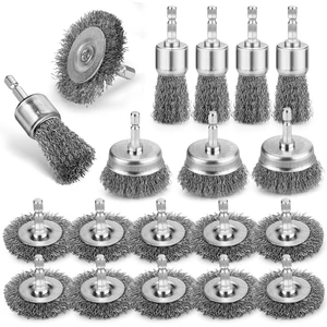 19Pcs Drill Wire Brush, Carbon Steel Wire Cup Brush for Drill Wire Brush Drill Attachment With 1/4 Inch Hex Shank Wire Brush for Rust Removal 19Pcs Drill Wire Brush, Carbon Steel Wire Cup Brush for Drill Wire Brush Drill Attachment With 1/4 Inch Hex Shank Wire Brush for Rust Removal