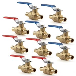 3/4" PEX Ball Valve 10-Pack - Lead-Free Brass PEX Shut Off Valve 3/4 inch for Pex Fittings Hot/Cold Water (5 Red/5 Blue) 3/4" PEX Ball Valve 10-Pack - Lead-Free Brass PEX Shut Off Valve 3/4 inch for Pex Fittings Hot/Cold Water (5 Red/5 Blue)