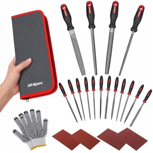 Metal Hand and Small Mini Needle Steel File Set in a Carry Case 16pc, varied profiles, shaping and deburring control, smooths edges, durable steel, zipper case, cleanup brush, quick setup Metal Hand and Small Mini Needle Steel File Set in a Carry Case 16pc, varied profiles, shaping and deburring control, smooths edges, durable steel, zipper case, cleanup brush, quick setup