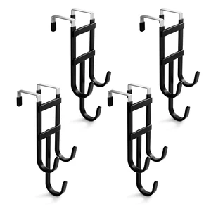 Over the Door Hanger, 4 Pack Black Triple Hooks Fits Doors 1.6" Scratch-Resistant Rubber Coated, Hanging Ladders, Ironing Boards, for Bathroom Bedroom Garage Laundry, Dorm Room Essentials Over the Door Hanger, 4 Pack Black Triple Hooks Fits Doors 1.6" Scratch-Resistant Rubber Coated, Hanging Ladders, Ironing Boards, for Bathroom Bedroom Garage Laundry, Dorm Room Essentials