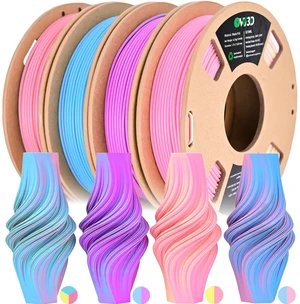 OVV3D PLA 3D Printer Filament Bundle, Matte Tri & Dual Color Filament Matte PLA 1.75mm Pack, Pastel filament Multi Color Change 3D Printing Filament for Most FDM 3D Printer, 4 Spools 200g Each OVV3D PLA 3D Printer Filament Bundle, Matte Tri & Dual Color Filament Matte PLA 1.75mm Pack, Pastel filament Multi Color Change 3D Printing Filament for Most FDM 3D Printer, 4 Spools 200g Each