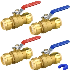 4pcs 3/4" Push Fit Ball Valve with Disconnect Clip, Push-Fit Shut Off Valve for PEX PVC or Copper Pipes 4pcs 3/4" Push Fit Ball Valve with Disconnect Clip, Push-Fit Shut Off Valve for PEX PVC or Copper Pipes