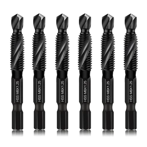 6 Packs M8 Drill & Tap Bit Set, Combination Screw Tapping Threading Tools in Size M8*1.25 with Anti-Rust Black Coating, 1/4" Hex Shank and Storage Case 6 Packs M8 Drill & Tap Bit Set, Combination Screw Tapping Threading Tools in Size M8*1.25 with Anti-Rust Black Coating, 1/4" Hex Shank and Storage Case