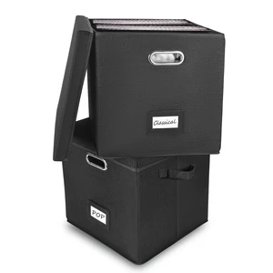 Vinyl Record Storage Box Set of 2 - Album Storage Holds 100+ Single Records Decorative LP Storage Organizer Crate with Lid, Sturdy Moving Boxes for Vinyl, Easy to Carry and Organize Your Music Album Vinyl Record Storage Box Set of 2 - Album Storage Holds 100+ Single Records Decorative LP Storage Organizer Crate with Lid, Sturdy Moving Boxes for Vinyl, Easy to Carry and Organize Your Music Album