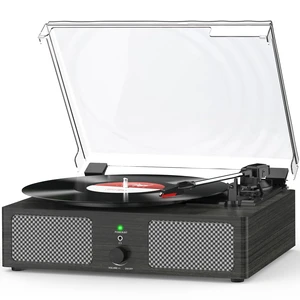 Vinyl Record Player Wireless Turntable with Speakers & USB, Black Bluetooth Input Headphone Jack RCA Output Auto Stop Belt-Driven 3 Speed Vintage Phonograph for Entertainment and Home Decor Vinyl Record Player Wireless Turntable with Speakers & USB, Black Bluetooth Input Headphone Jack RCA Output Auto Stop Belt-Driven 3 Speed Vintage Phonograph for Entertainment and Home Decor