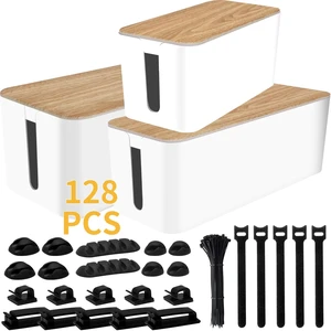 128PCS Cable Management Box 3Pack Cable Management Kit for Power Strip to Hide Wires,Cord Hider Boxes,Cord Box Safe ABS Material Wire Organizer of Cable Clips Sleeve for Home & Office, White 128PCS Cable Management Box 3Pack Cable Management Kit for Power Strip to Hide Wires,Cord Hider Boxes,Cord Box Safe ABS Material Wire Organizer of Cable Clips Sleeve for Home & Office, White