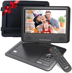11" Portable DVD Player for Car and Kids with 9.5 inch HD Swivel Screen, 5 Hour Rechargeable Battery, Dual Earphone Jack, Supports SD Card/USB/CD/DVD, with Extra Headrest Mount Case (Black) 11" Portable DVD Player for Car and Kids with 9.5 inch HD Swivel Screen, 5 Hour Rechargeable Battery, Dual Earphone Jack, Supports SD Card/USB/CD/DVD, with Extra Headrest Mount Case (Black)