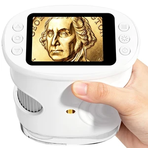 Handheld Microscope with Lights Digital, Coin Magnifier for Collectors 1000X Magnifying Glass, 2-inch Screen, HD Display, Portable & Pocket, Photo Video Recording, PC Screen Connection, White Handheld Microscope with Lights Digital, Coin Magnifier for Collectors 1000X Magnifying Glass, 2-inch Screen, HD Display, Portable & Pocket, Photo Video Recording, PC Screen Connection, White