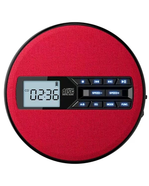 CD Player Portable with Speakers - Rechargeable Personal CD Player for Car and Home, Small Fabric Music Player with Backlit Display, Anti-Skip, AUX/USB Port - Ideal for Audiobooks & Gifts (Red) CD Player Portable with Speakers - Rechargeable Personal CD Player for Car and Home, Small Fabric Music Player with Backlit Display, Anti-Skip, AUX/USB Port - Ideal for Audiobooks & Gifts (Red)