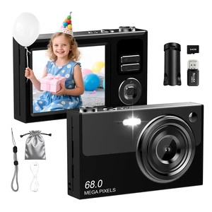 Digital Camera for Kids & Beginners 64GB SD Point and Shoot Digital Cameras Compact pink digital camera & vlogging camera for kids. Durable drop-resistant design with tripod & 16X zoom for travel Digital Camera for Kids & Beginners 64GB SD Point and Shoot Digital Cameras Compact pink digital camera & vlogging camera for kids. Durable drop-resistant design with tripod & 16X zoom for travel