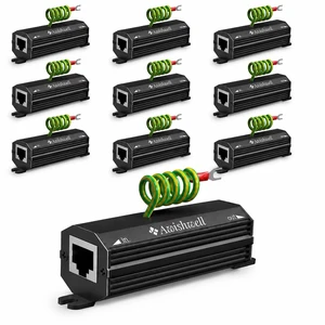 Gigabit Ethernet Surge Protector, PoE++ Metal Shielded Lightning Arrestor 20KA LAN Network Surge Protector-With Mounting Flange,10Pack CAT5/CAT6 Thunder Arrestor Gigabit Ethernet Surge Protector, PoE++ Metal Shielded Lightning Arrestor 20KA LAN Network Surge Protector-With Mounting Flange,10Pack CAT5/CAT6 Thunder Arrestor
