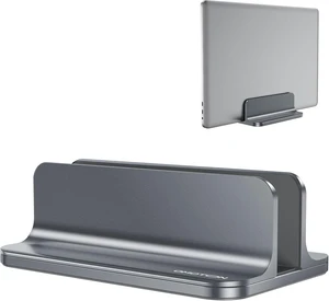 Vertical Laptop Stand Holder, Adjustable Dock for MacBook, Gray Aluminum Stand for MacBook Stand, Fits Chromebook & Gaming Laptops up to 17.3 in, Office Desk Organization, Space-Saving Vertical Laptop Stand Holder, Adjustable Dock for MacBook, Gray Aluminum Stand for MacBook Stand, Fits Chromebook & Gaming Laptops up to 17.3 in, Office Desk Organization, Space-Saving