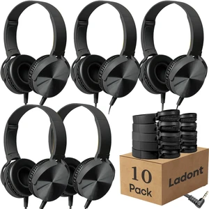 10 Pack Bulk Headphones for Classroom, Kids Wired Headphone for Students School K-12, Affordable Classroom Headphones, On-Ear with 3.5mm Plug(Black) 10 Pack Bulk Headphones for Classroom, Kids Wired Headphone for Students School K-12, Affordable Classroom Headphones, On-Ear with 3.5mm Plug(Black)