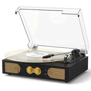 Vinyl Record Player with Speakers, Bass Control, 3-Speed Turntable Vinyl Record Player with Speakers, Bass Control, 3-Speed Turntable