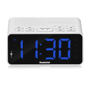 Digital Alarm Clock Radio with AM/FM Radio, Multi-Colors 1.4 LED Digits, Preset, Sleep Timer and Clear Display with Dimmer for Bedroom Bedside, Outlet Powered with Battery Backup (White) Digital Alarm Clock Radio with AM/FM Radio, Multi-Colors 1.4 LED Digits, Preset, Sleep Timer and Clear Display with Dimmer for Bedroom Bedside, Outlet Powered with Battery Backup (White)