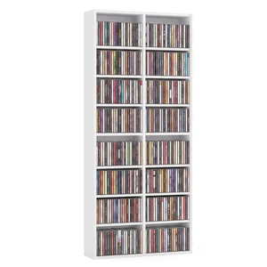 DVD Shelf, 16-Shelf Wide CD Rack, White 12 Adjustable Shelves, DVD Storage Shelf, Easy Assembly, Media Shelf for CD, Bluray Game Disc DVD Shelf, 16-Shelf Wide CD Rack, White 12 Adjustable Shelves, DVD Storage Shelf, Easy Assembly, Media Shelf for CD, Bluray Game Disc