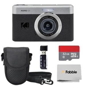 PIXPRO C1 Compact Digital Camera (Black) Bundle with 32GB microSDHC Card, Protective Camera Case, Hi-Speed USB Card Reader, USB-C Cable, AC Adapter, and Manufacturer Accessories PIXPRO C1 Compact Digital Camera (Black) Bundle with 32GB microSDHC Card, Protective Camera Case, Hi-Speed USB Card Reader, USB-C Cable, AC Adapter, and Manufacturer Accessories