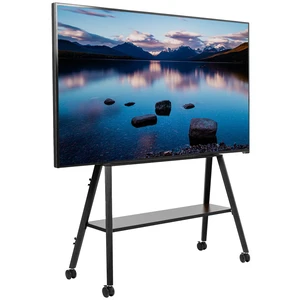 Rolling Artistic Easel 43 to 75 inch LED LCD Screen Mobile Studio TV Display Stand, Wood Accessory Shelf, Adjustable TV Mount with 4 Legs, Black, STAND-TV75RB Rolling Artistic Easel 43 to 75 inch LED LCD Screen Mobile Studio TV Display Stand, Wood Accessory Shelf, Adjustable TV Mount with 4 Legs, Black, STAND-TV75RB
