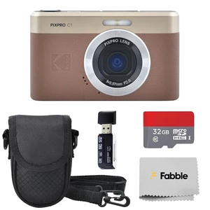 PIXPRO C1 Compact Digital Camera (Brown) Bundle with 32GB microSDHC Card, Protective Camera Case, Hi-Speed USB Card Reader, USB-C Cable, AC Adapter, and Manufacturer Accessories PIXPRO C1 Compact Digital Camera (Brown) Bundle with 32GB microSDHC Card, Protective Camera Case, Hi-Speed USB Card Reader, USB-C Cable, AC Adapter, and Manufacturer Accessories