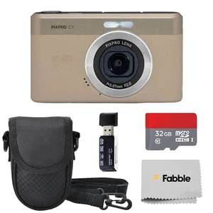 PIXPRO C1 Compact Digital Camera (Tan) Bundle with 32GB microSDHC Card, Protective Camera Case, Hi-Speed USB Card Reader, USB-C Cable, AC Adapter, and Manufacturer Accessories PIXPRO C1 Compact Digital Camera (Tan) Bundle with 32GB microSDHC Card, Protective Camera Case, Hi-Speed USB Card Reader, USB-C Cable, AC Adapter, and Manufacturer Accessories