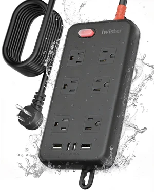 Outdoor Waterproof Power Strip IPX6, 15FT Extension Cord with 6 AC & 4 USB 1625W/13A, 2 USB A & 2 USB C Ports, Anti-Electric Shock, Wall Mountable for Kitchen, Laundry, Workshop and Porch, UL Listed Outdoor Waterproof Power Strip IPX6, 15FT Extension Cord with 6 AC & 4 USB 1625W/13A, 2 USB A & 2 USB C Ports, Anti-Electric Shock, Wall Mountable for Kitchen, Laundry, Workshop and Porch, UL Listed