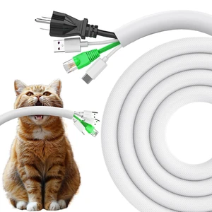 Dog and Cat Cord Protector 25ft - 1/2inch, Flexible Cable Sleeve for Easy Cord Management, Protects Cables from Pets Chewing, Ideal for USB, Power, Audio and Video Cords - White Dog and Cat Cord Protector 25ft - 1/2inch, Flexible Cable Sleeve for Easy Cord Management, Protects Cables from Pets Chewing, Ideal for USB, Power, Audio and Video Cords - White