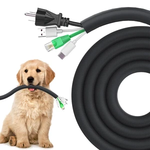 Dog and Cat Cord Protector 25ft - 1/2inch, Flexible Cable Sleeve for Easy Cord Management, Protects Cables from Pets Chewing, Ideal for USB, Power, Audio and Video Cords - Black Dog and Cat Cord Protector 25ft - 1/2inch, Flexible Cable Sleeve for Easy Cord Management, Protects Cables from Pets Chewing, Ideal for USB, Power, Audio and Video Cords - Black