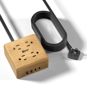 Brown Extension Cord, Flat Plug Power Strip Surge Protector, 5Ft 900J, 4 Outlets & 4 USB (2 USB-C) Charging Station for Nightstand, Office, College Dorm, Essentials, Hotel, RV, White Brown Extension Cord, Flat Plug Power Strip Surge Protector, 5Ft 900J, 4 Outlets & 4 USB (2 USB-C) Charging Station for Nightstand, Office, College Dorm, Essentials, Hotel, RV, White