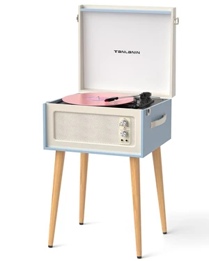 Record Player with Stand, 4 Speakers, Bluetooth Turntable, Blue Vintage standing record player with detachable legs, PC recording, 33/45/78 RPM belt drive, auto stop, RCA/AUX/headphone jack Record Player with Stand, 4 Speakers, Bluetooth Turntable, Blue Vintage standing record player with detachable legs, PC recording, 33/45/78 RPM belt drive, auto stop, RCA/AUX/headphone jack