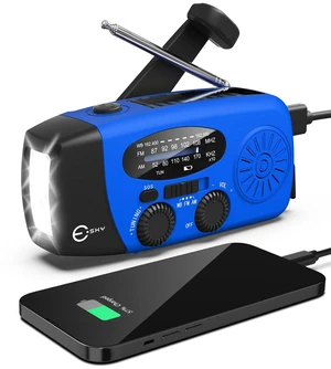 Emergency Hand Crank Radio with 3 LED Flashlight, AM/FM/NOAA Portable Weather Radio with 2000mAh Rechargeable Battery, Solar Powered USB Charged Radio for Indoor Outdoor Camping, Blue Emergency Hand Crank Radio with 3 LED Flashlight, AM/FM/NOAA Portable Weather Radio with 2000mAh Rechargeable Battery, Solar Powered USB Charged Radio for Indoor Outdoor Camping, Blue
