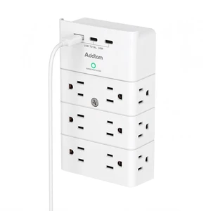 Multi Plug Wall Outlet, Surge Protector Wall Mount with 12 Outlet Extender 4 Sides and 3 USB Ports (PD 20W), Outlet Splitter Power Strip for Home Office Dorm Room Essentials, White Multi Plug Wall Outlet, Surge Protector Wall Mount with 12 Outlet Extender 4 Sides and 3 USB Ports (PD 20W), Outlet Splitter Power Strip for Home Office Dorm Room Essentials, White