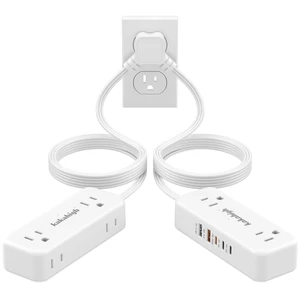 PD30W Split Extension Cord 10FT (5FT on Each Side), His and Hers Single Flat Plug Twin Extension Cord with 4 AC Outlets, 2 USB-A & 3 USB-C, Nightstand Charging Station for Bedroom Dorm Room PD30W Split Extension Cord 10FT (5FT on Each Side), His and Hers Single Flat Plug Twin Extension Cord with 4 AC Outlets, 2 USB-A & 3 USB-C, Nightstand Charging Station for Bedroom Dorm Room