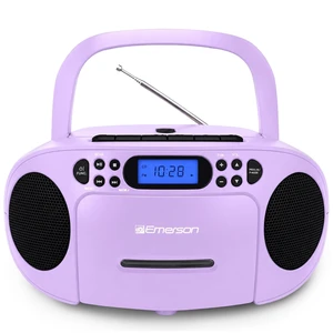 EPB-3003 Portable CD Cassette Boombox with AM FM Radio - Lilac With CD-R & CD-RW. Tape Recording. Programmable Station Presets. AUX & Headphone Jack. AC or Battery Power EPB-3003 Portable CD Cassette Boombox with AM FM Radio - Lilac With CD-R & CD-RW. Tape Recording. Programmable Station Presets. AUX & Headphone Jack. AC or Battery Power