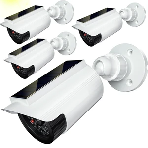 Solar Powered Fake Camera with Red Light, 2 Pack, White (SOLTC-W4) Dummy Cameras for Outside, Wireless Simulated Cam, Realistic Look, Solar Panel, Weatherproof Solar Powered Fake Camera with Red Light, 2 Pack, White (SOLTC-W4) Dummy Cameras for Outside, Wireless Simulated Cam, Realistic Look, Solar Panel, Weatherproof