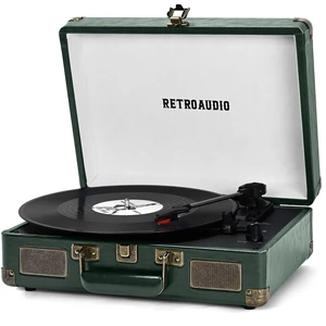 Vinyl Record Player 3 Speed Bluetooth Portable Suitcase Belt-Driven Record Player with 2 Built-in Stereo Speakers Vinyl Vintage Turntable Records Player with RCA Line Out, AUX Out (Dark Green) Vinyl Record Player 3 Speed Bluetooth Portable Suitcase Belt-Driven Record Player with 2 Built-in Stereo Speakers Vinyl Vintage Turntable Records Player with RCA Line Out, AUX Out (Dark Green)