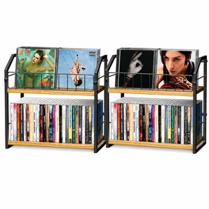 CD Storage, 2 Tier CD holder & Display, 60 Capacity-Natural Wood 2 Pack Versatile CD organizer works for DVD storage, books and other media items, keeping jewel cases neat and accessible CD Storage, 2 Tier CD holder & Display, 60 Capacity-Natural Wood 2 Pack Versatile CD organizer works for DVD storage, books and other media items, keeping jewel cases neat and accessible