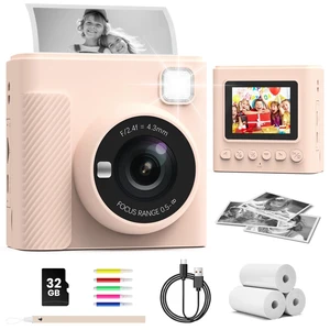 Kids Instant Print Camera, 1080P HD Video Digital Toy, Brown Includes 32GB Card, 3 Rolls Paper & 5 Coloured Pens, Inkless Print, Christmas Birthday Toy Gift for Kids 3-14 Kids Instant Print Camera, 1080P HD Video Digital Toy, Brown Includes 32GB Card, 3 Rolls Paper & 5 Coloured Pens, Inkless Print, Christmas Birthday Toy Gift for Kids 3-14