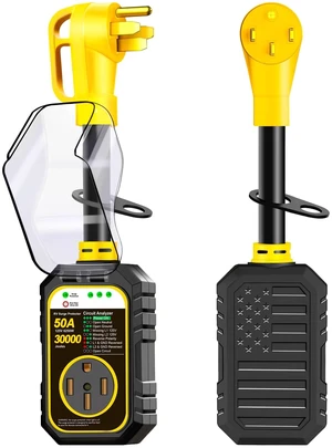 30000J 50Amp RV Surge Protector 50 Amp Flag Design - Upgraded Power Surges Voltage Protection Circuit Analyzer IP68 Waterproof Cover for 50A RVS Camper Trailer Must Haves (50Amp, Yellow) 30000J 50Amp RV Surge Protector 50 Amp Flag Design - Upgraded Power Surges Voltage Protection Circuit Analyzer IP68 Waterproof Cover for 50A RVS Camper Trailer Must Haves (50Amp, Yellow)