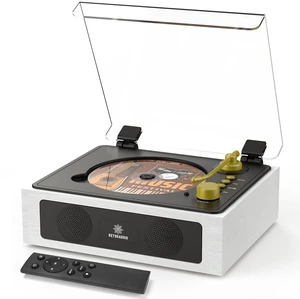 CD Player with Built-in Speakers Bluetooth Retro Portable CD Players for Home Music Player with Remote Control Headphone Jack (White) CD Player with Built-in Speakers Bluetooth Retro Portable CD Players for Home Music Player with Remote Control Headphone Jack (White)