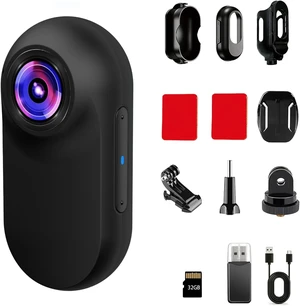 Mini Body Camera with 32GB, ThumbSized Wearable Body Cam Body Cameras with Audio and Videofor Hiking, Traveling, Vlogging, Portable POV Wearable Camera for Surfing, Snorkeling Mini Body Camera with 32GB, ThumbSized Wearable Body Cam Body Cameras with Audio and Videofor Hiking, Traveling, Vlogging, Portable POV Wearable Camera for Surfing, Snorkeling