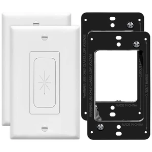 1-Gang Flexible Rubber Cable Pass-Through Wall Plate, 2-Pack 4.50" x 2.75" with mounting bracket. White rubber grommet insert for low-voltage cables, home theaters 1-Gang Flexible Rubber Cable Pass-Through Wall Plate, 2-Pack 4.50" x 2.75" with mounting bracket. White rubber grommet insert for low-voltage cables, home theaters