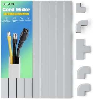 142in Grey Cord Hider Cable Hider, Cord Covers for 2-3 Wires on Wall, Premium Wire Hiders Wire Covers for Cords on Wall, Easier Setup TV Cable Cover Management Kit, W0.94 H0.47in, Grey 142in Grey Cord Hider Cable Hider, Cord Covers for 2-3 Wires on Wall, Premium Wire Hiders Wire Covers for Cords on Wall, Easier Setup TV Cable Cover Management Kit, W0.94 H0.47in, Grey