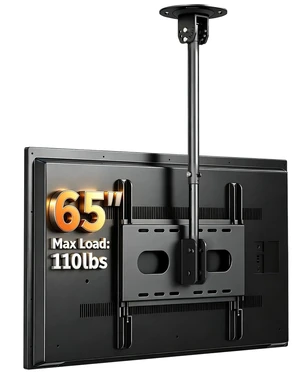 Ceiling TV Mount for 26-55-65 inch LCD LED TVs Full Motion Bracket Ceiling Mount for TV VESA Max 400x400, Hanging Adjustable Ceiling TV Bracket Holds up to 110kbs, Tilt and Swivel Ceiling TV Mount for 26-55-65 inch LCD LED TVs Full Motion Bracket Ceiling Mount for TV VESA Max 400x400, Hanging Adjustable Ceiling TV Bracket Holds up to 110kbs, Tilt and Swivel